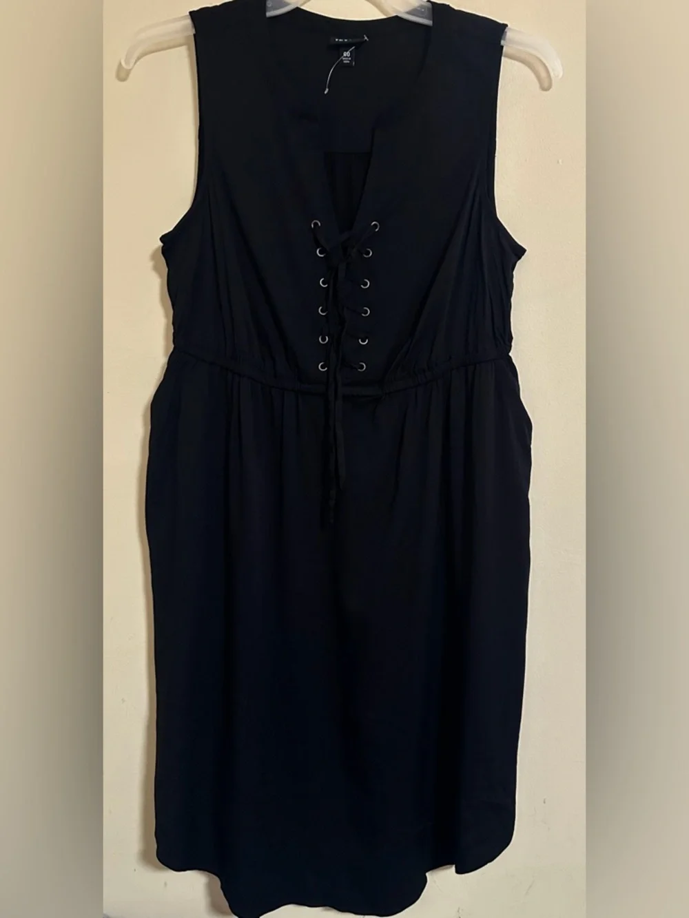 NWOT Torrid Mini Stretch Challis Lace Up Detail Shirt Dress Black Size 00 M/L - Picture 5 of 12